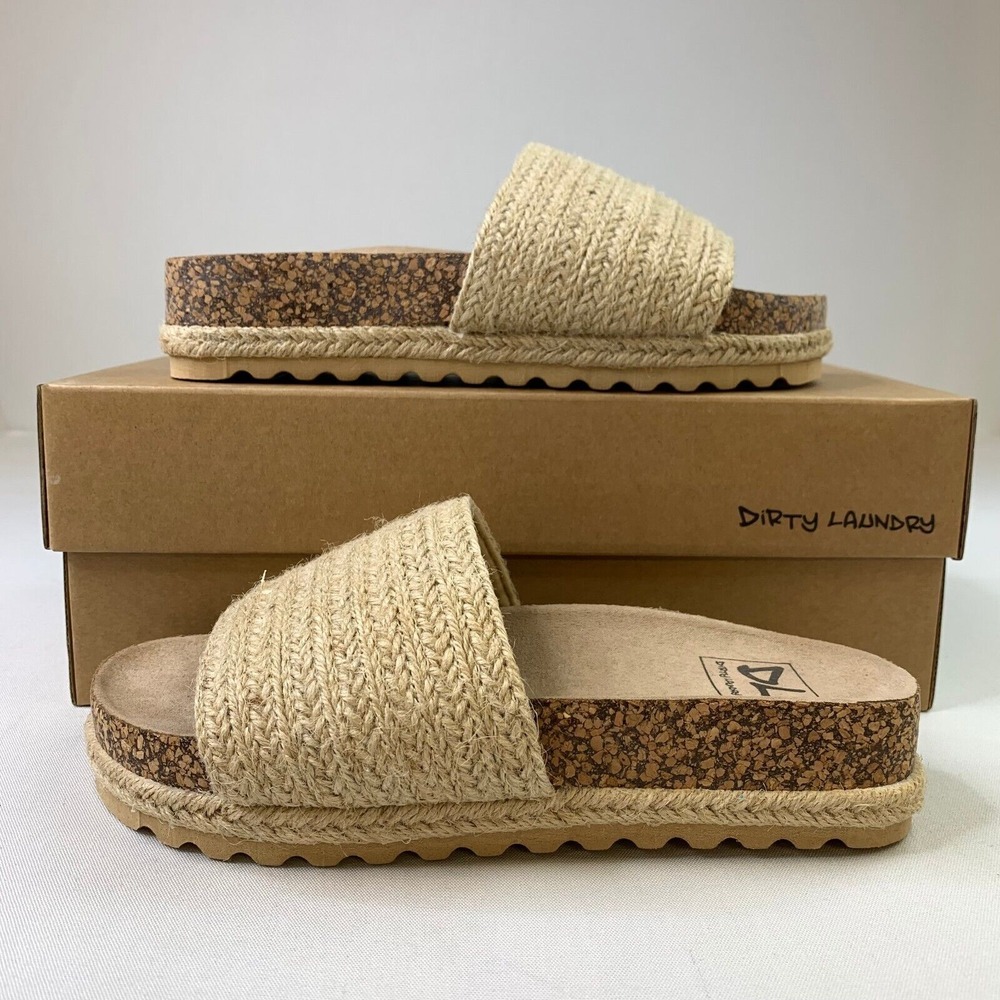 Dirty Laundry Womens Dayton Jute Sandal Natural Espadrille Slip-On Slides Sz 6M